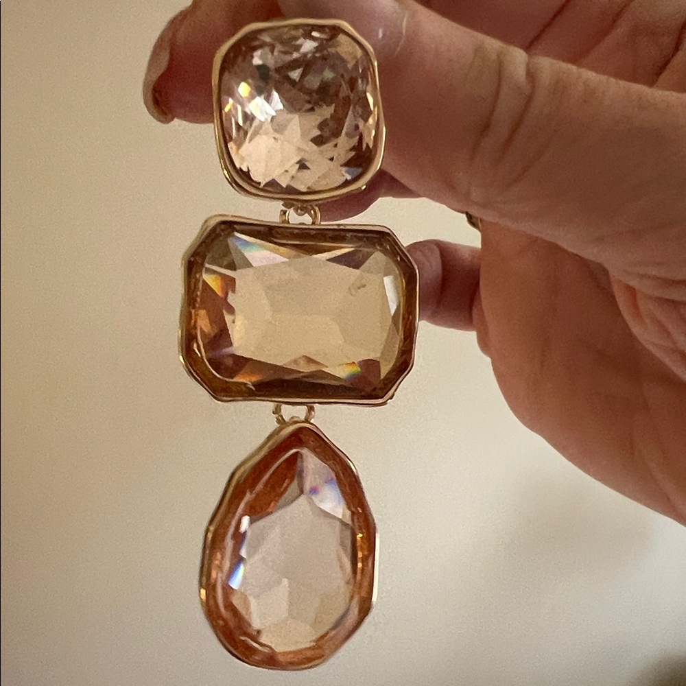 INC International Concepts Gold and Salmon Geometric Earrings